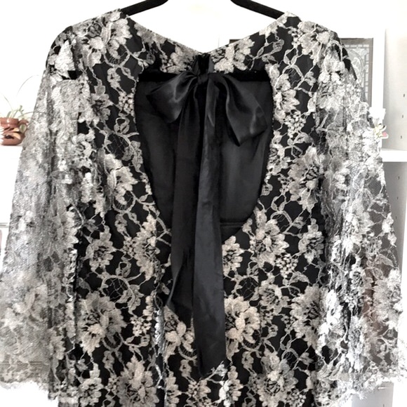 TIBI Metallic Floral Lace Open Back Mini Dress - Picture 10 of 15